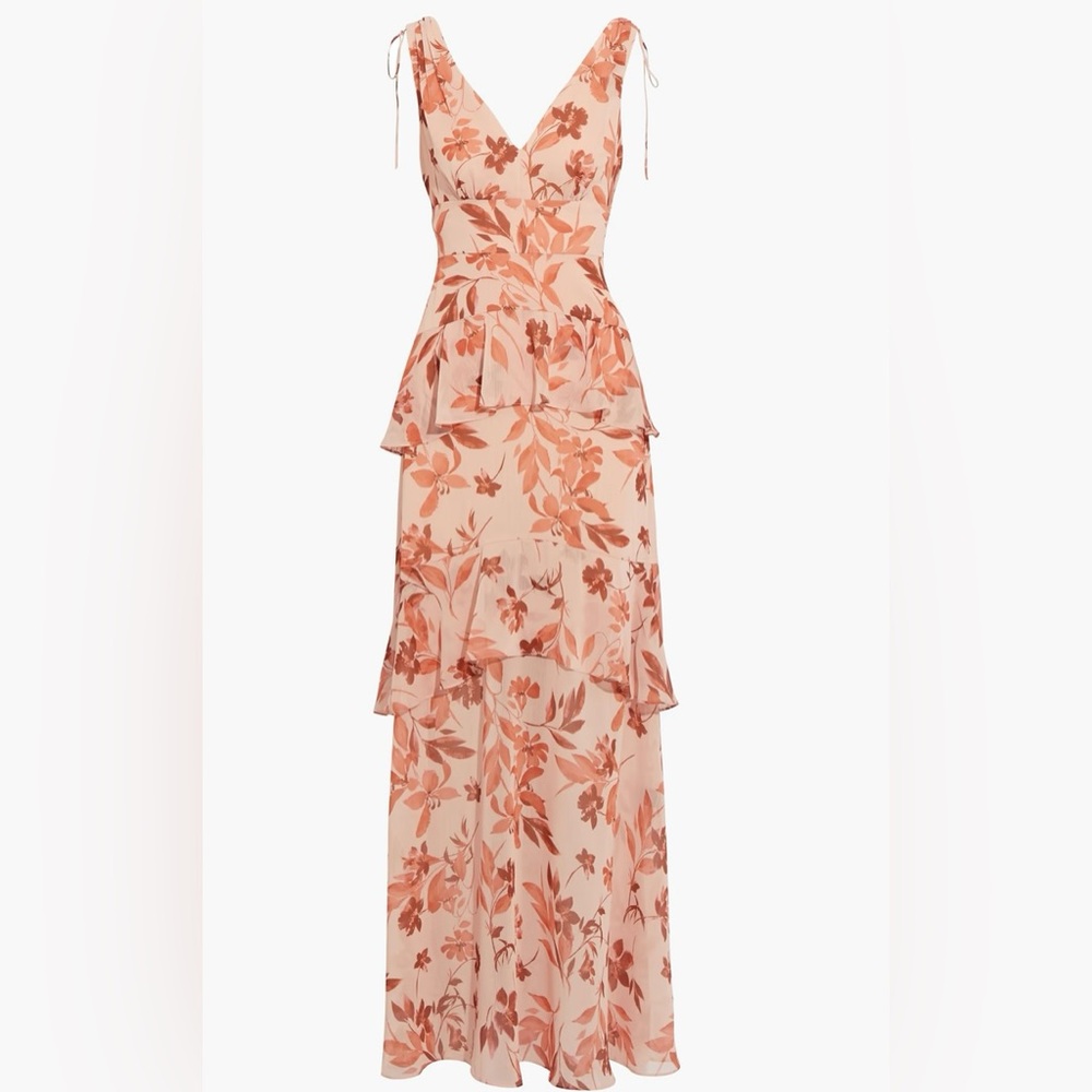 NWT MLmonique lhullier sienna foliage tiered maxi dress 16